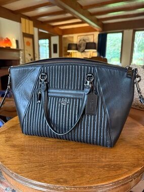 Coach Black Quilted Stripe Leather Satchel